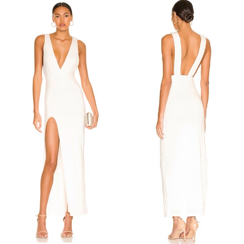 NWT superdown Erika deep V white maxi dress